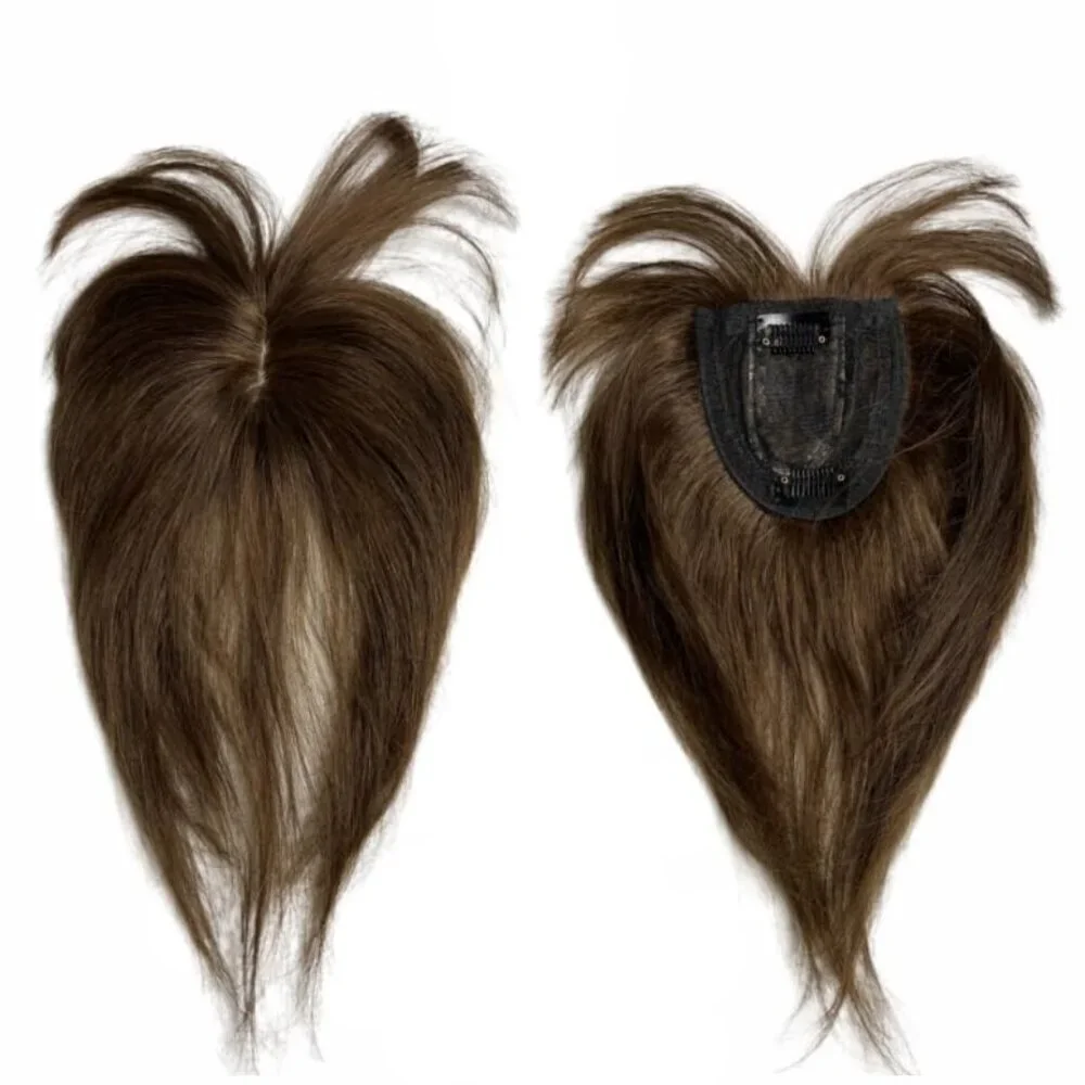 Human Hair Clip-In Bangs Blonde 10 Inch Light Brown Natural Full Coverage